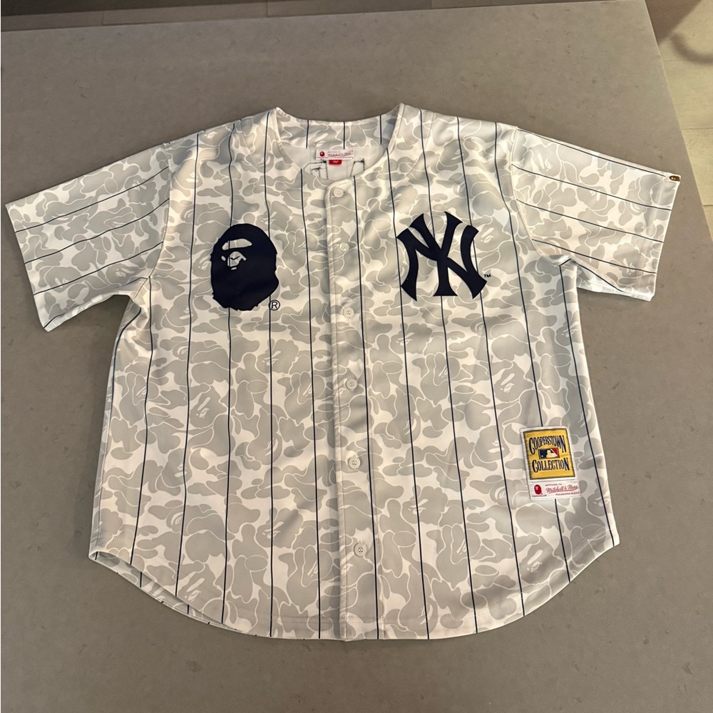 Bape x Mitchell & Ness New York Yankees Jersey Size 52 XXL White Bathing Ape